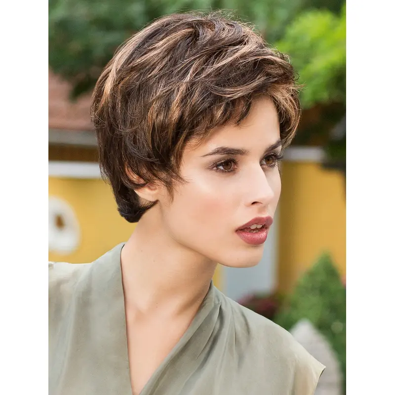 Boycuts Synthetic Brown Straight 8" Monofilament Wigs For Women