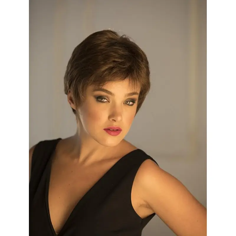 Brown Synthetic Boycuts Straight Cropped Lace Front Wigs