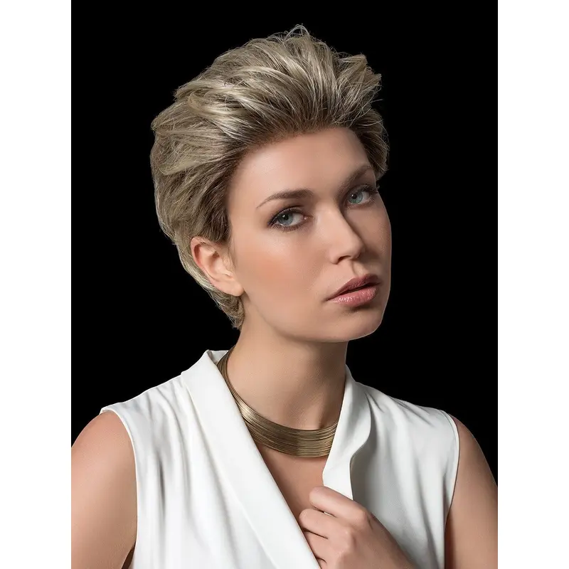 Cropped Straight Blonde Layered Hand Tied Synthetic Wigs