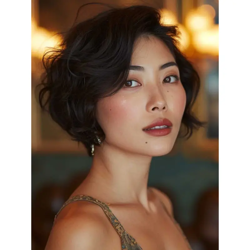 Short Lace Front Wig Black Wavy 8" Wigs