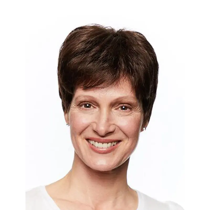 Short Monofilament Straight Brown Wigs For Women