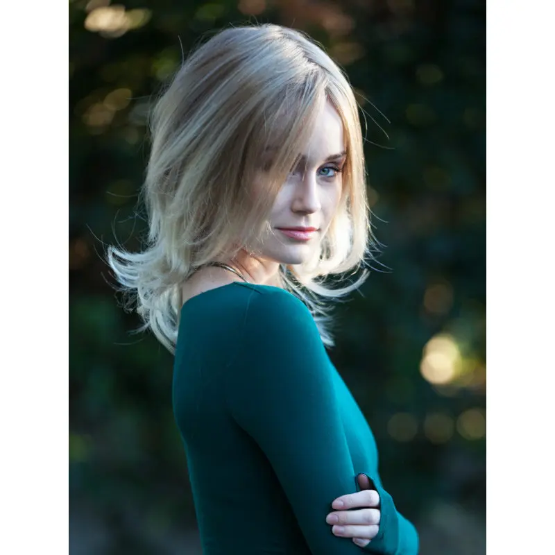 Straight Shoulder Length 14" Blonde 100% Hand-tied Wigs