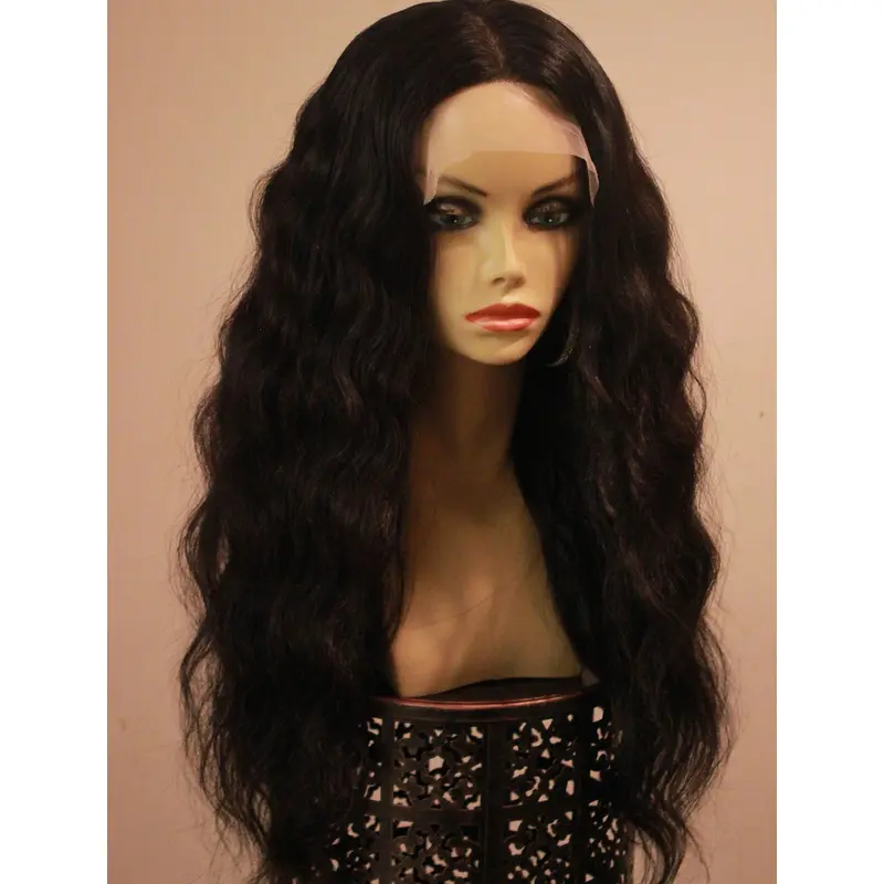 Suitable Lace Front Wavy Long African American Wigs