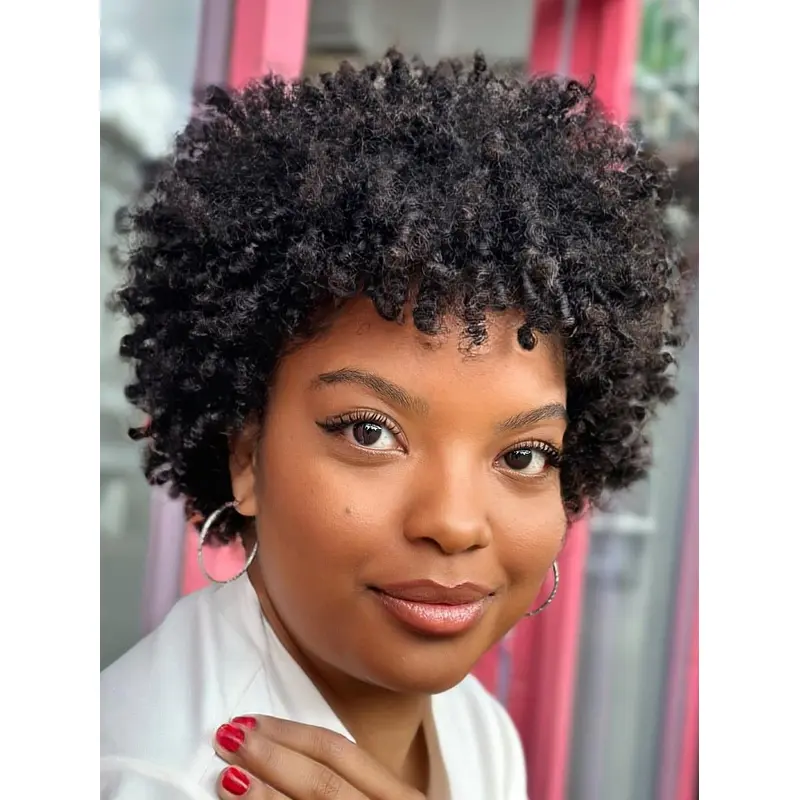 African American Wigs Short 8" Kinky Remy Human Hair Wigs