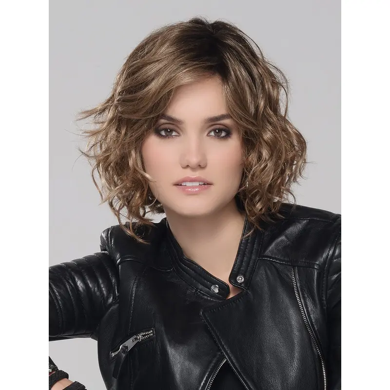 Chin Length Brown Synthetic Wigs With Bangs