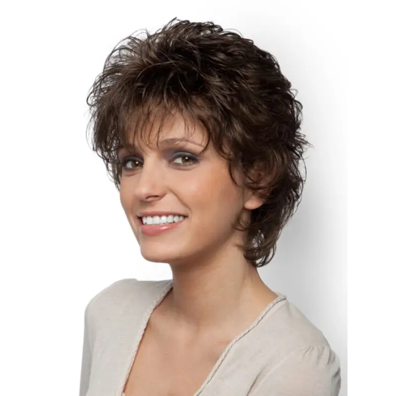 Comfortable Curly Brown Classic Fabulous Wigs