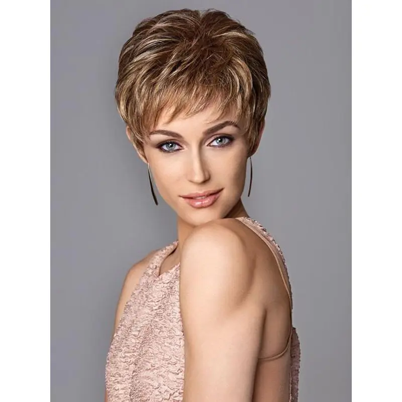 Cropped Brown Capless Synthetic Wigs