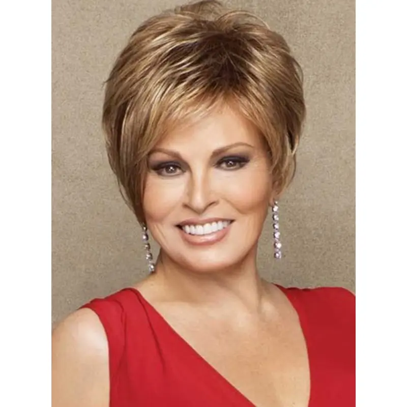 Lady Short Straight Brown Layered Lace Front Wigs