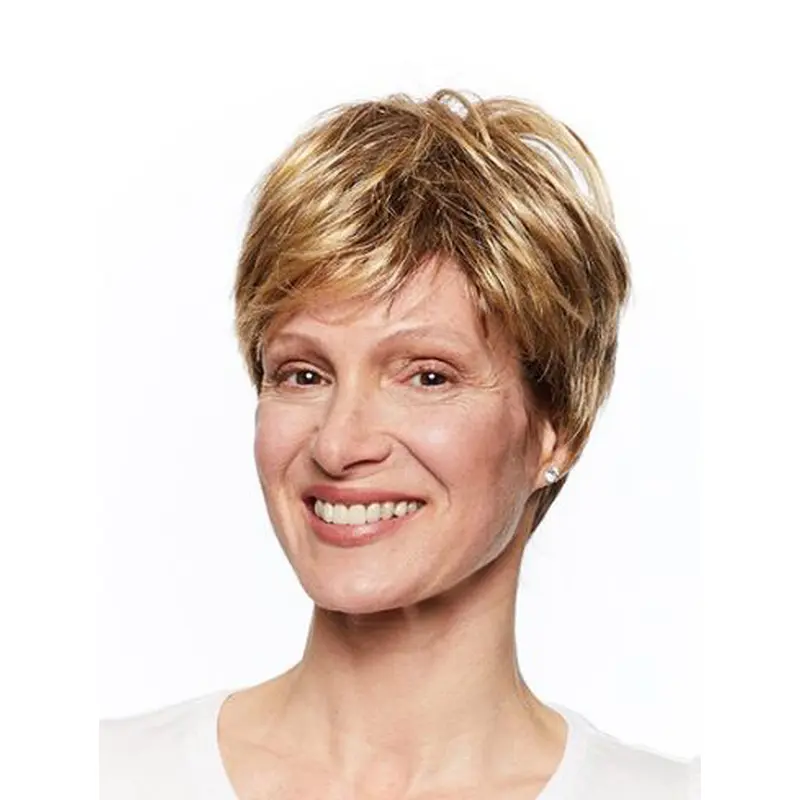 Short Monofilament Straight Blonde Wigs