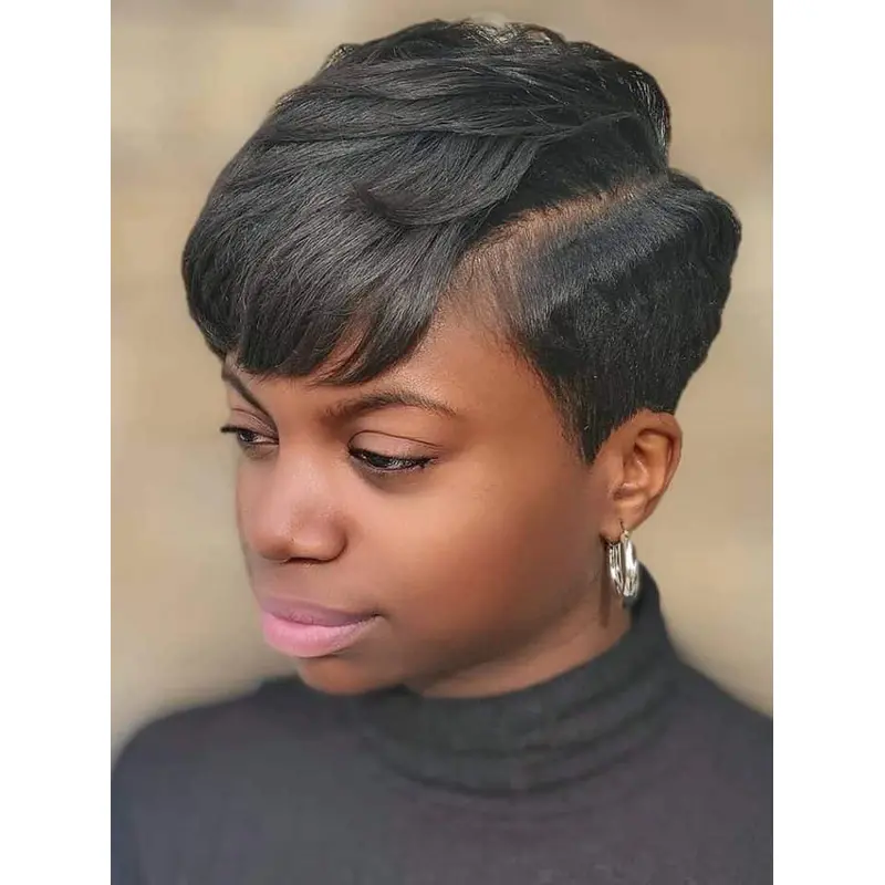 African American Short Pixie Wigs Synthetic Straight Boycuts Wigs