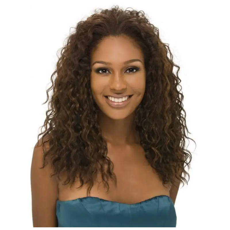Faddish Brown Curly Long Human Hair Wigs & Half Wigs