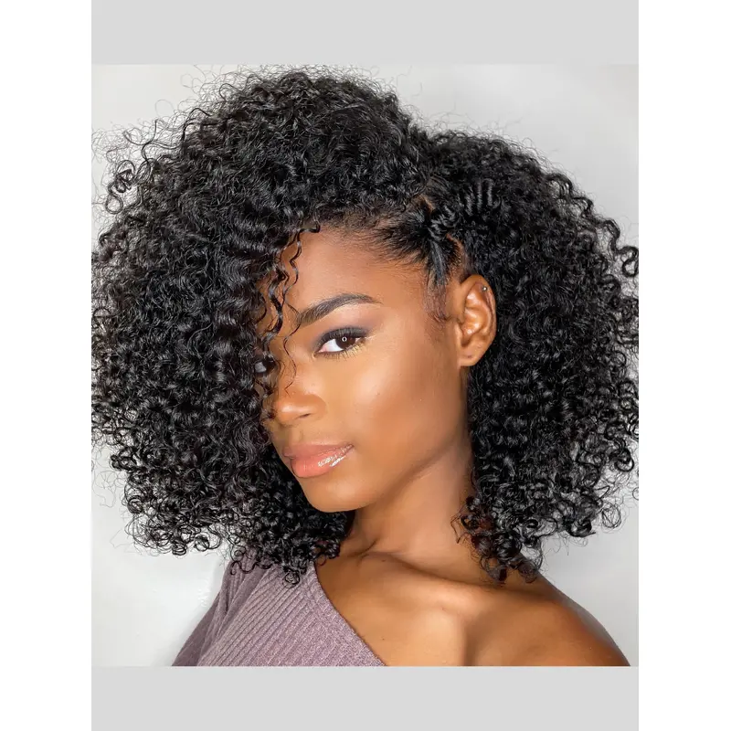 Human Hair Wigs African American Black Kinky Layered Wigs