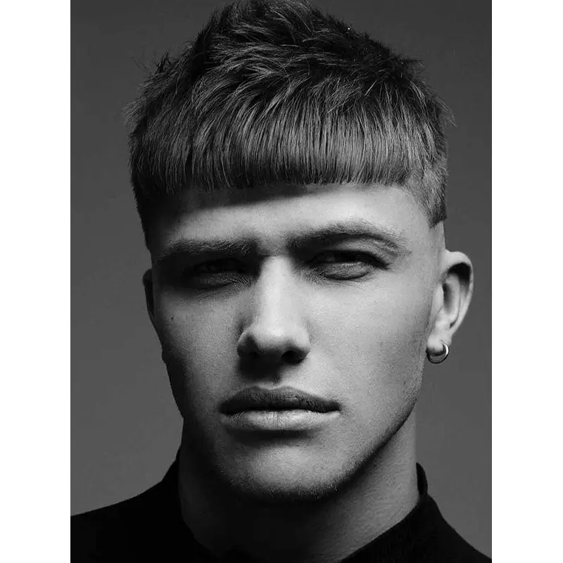 Men'S Short Wigs Synthetic Black Cropped Straight Wigs