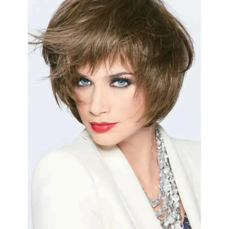 Monofilament Refined With Bangs Straight Short Wigs