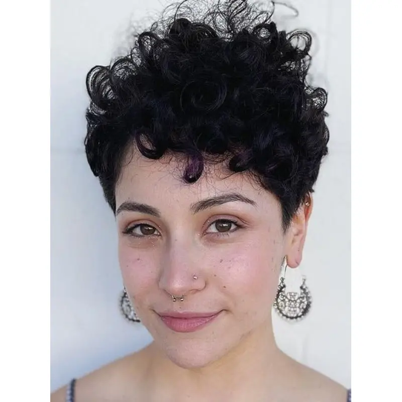 Short Curly Wigs For Black Hair Boycuts 4" Monofilament Wigs