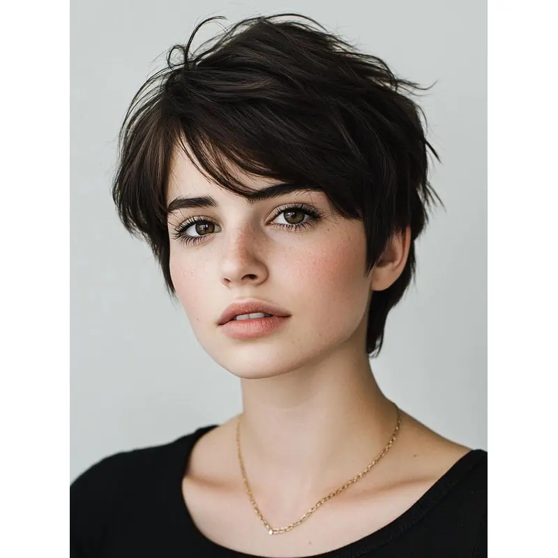 Short Hair Style Wigs Lace Front Black Synthetic 8" Boycuts Straight Wigs