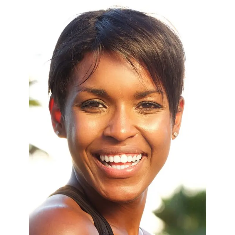 African American Short Wigs Boycuts Synthetic Wigs Lace Front Straight Wigs