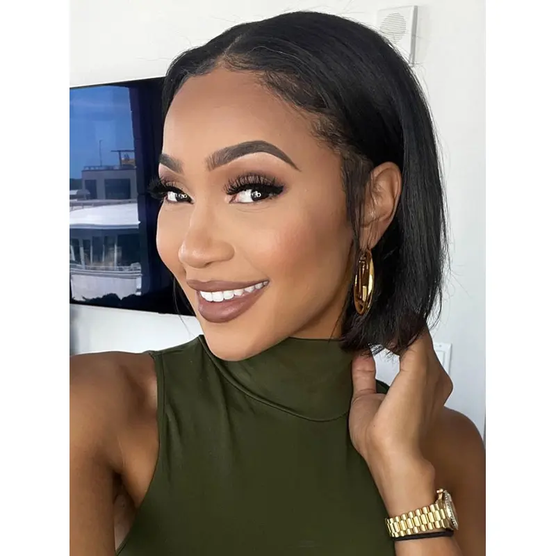 Bob Style Wigs For African American 10" Straight Black Wigs