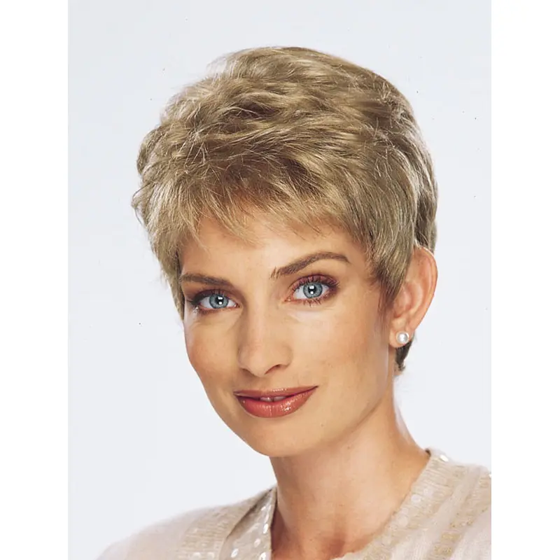 Easy Blonde Monofilament Cropped Synthetic Wigs
