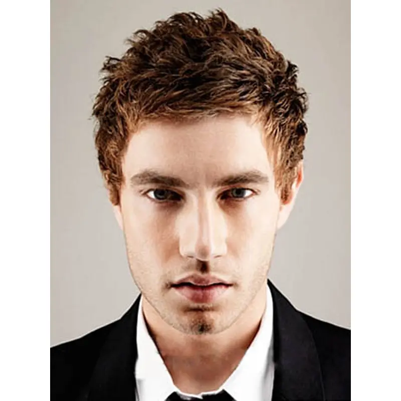 Good Brown Wavy Cropped Men Wigs
