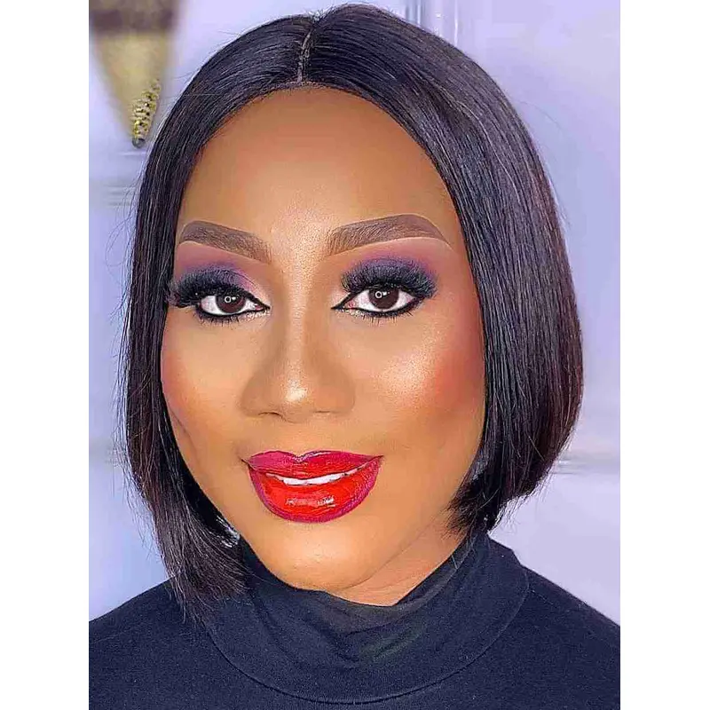 Medium Length Wigs For African American Without Bangs 10" Straight Wigs