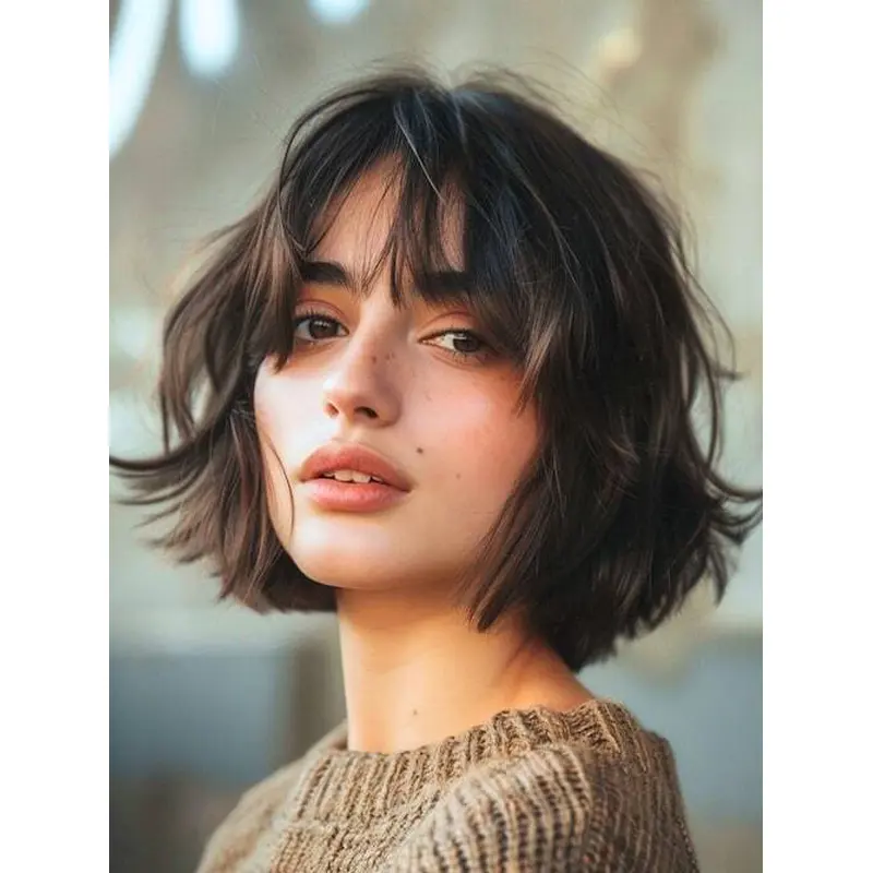 Medium Straight Wig Monofilament Bobs Synthetic Chin Length 10" Wigs