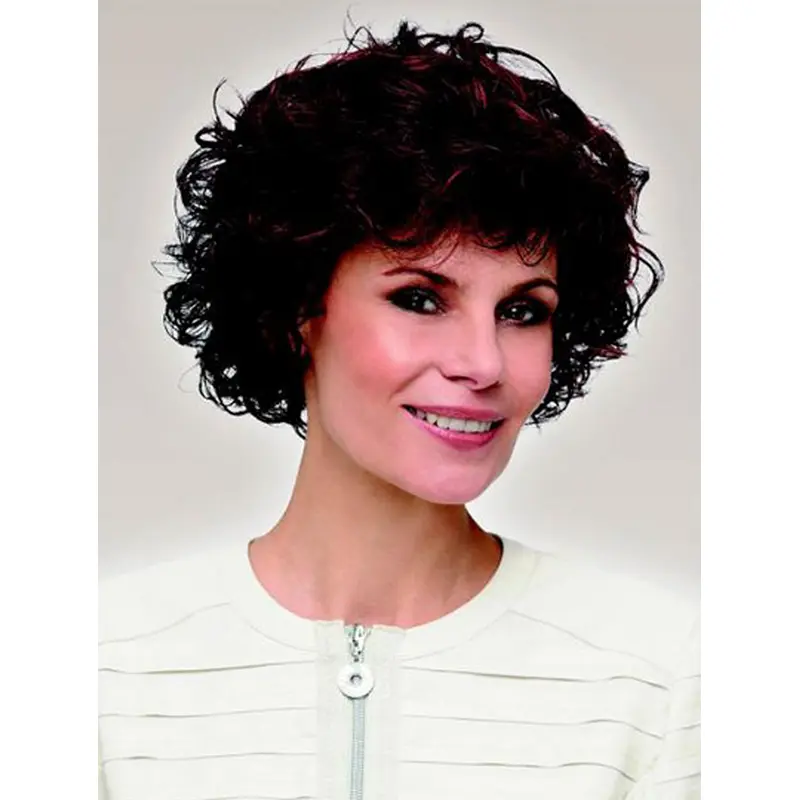 Monofilament Blonde Chin Length Curly 10" Classic Synthetic Wigs Women