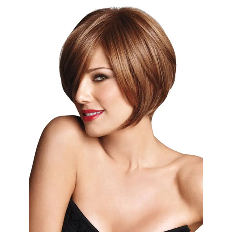 New Brown Straight Short Bob Wigs