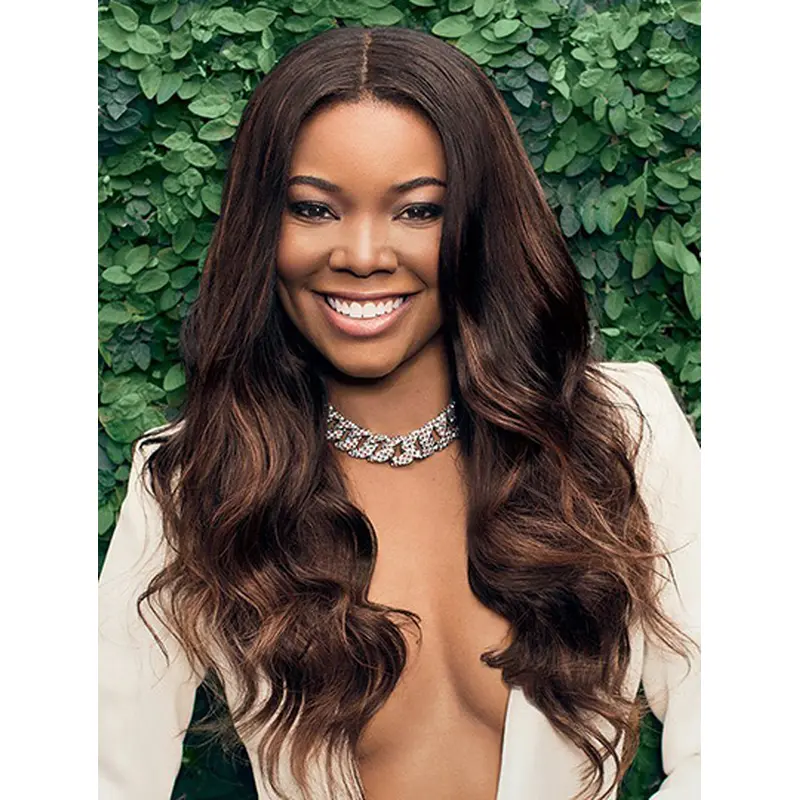 Without Bangs Wavy Long Brown Lace Front Gabrielle Union Wigs
