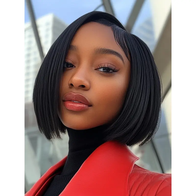 African American Wigs For Seniors Bobs Monofilament Chin Length Wigs