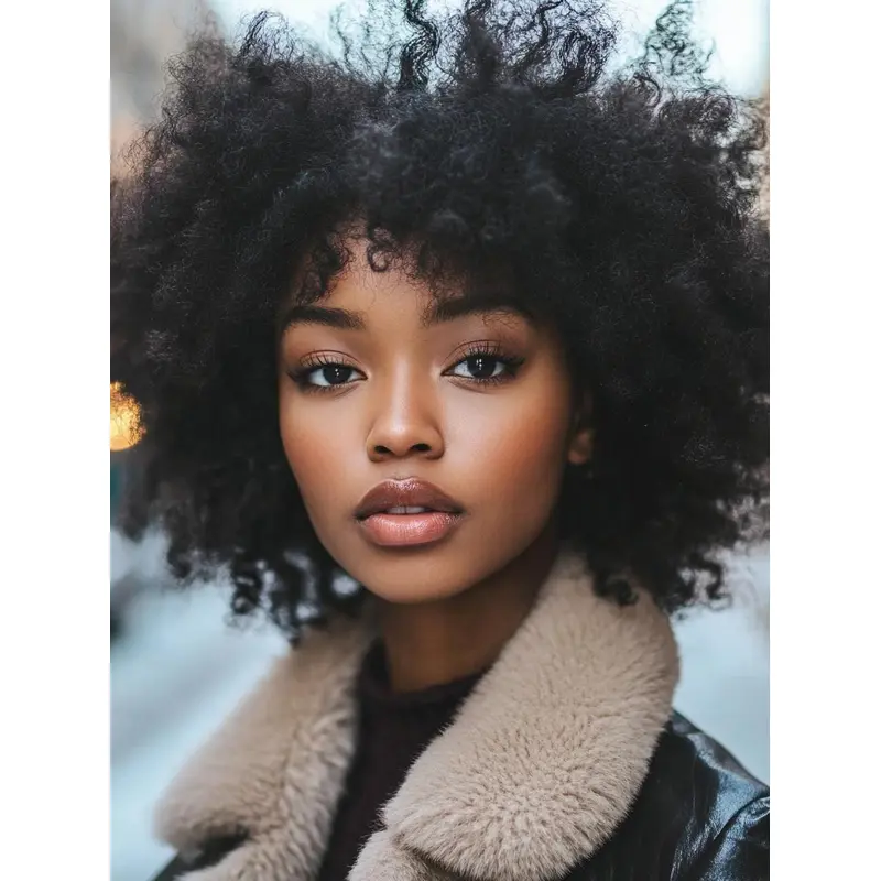African Women Wigs Kinky Shoulder Length Layered Wigs
