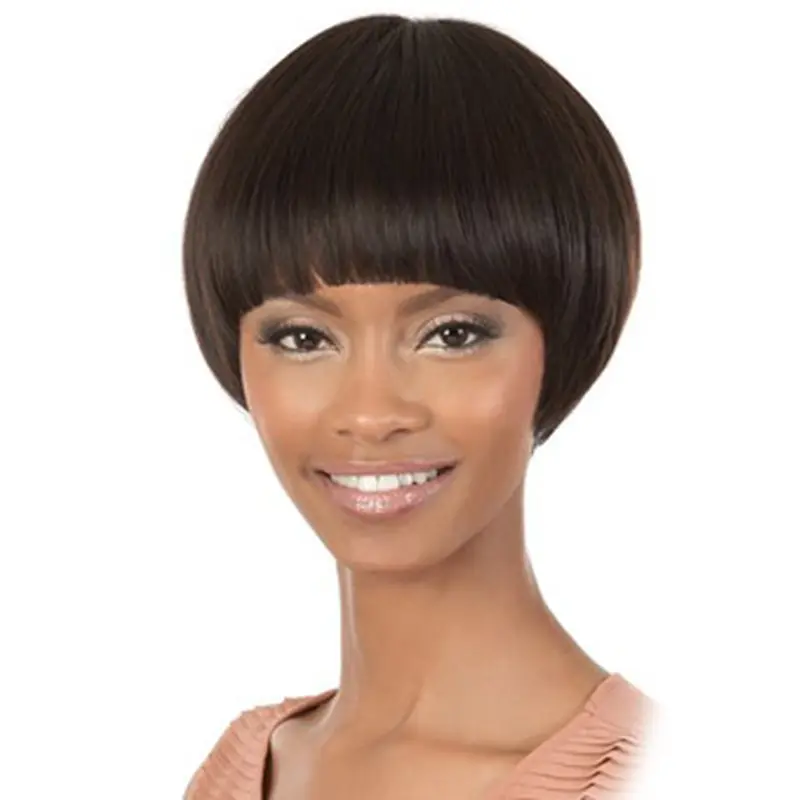 Glamorous Brown Straight Short African American Wigs