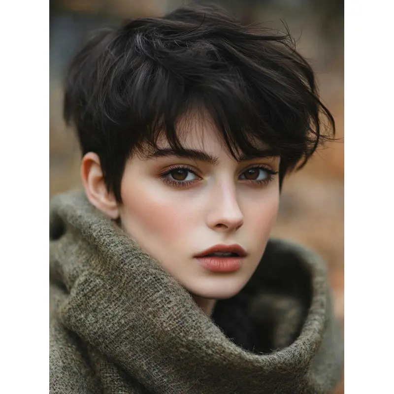 Short Hair Wigs Human Hair Straight 6" Boycuts Black Lace Front Wigs