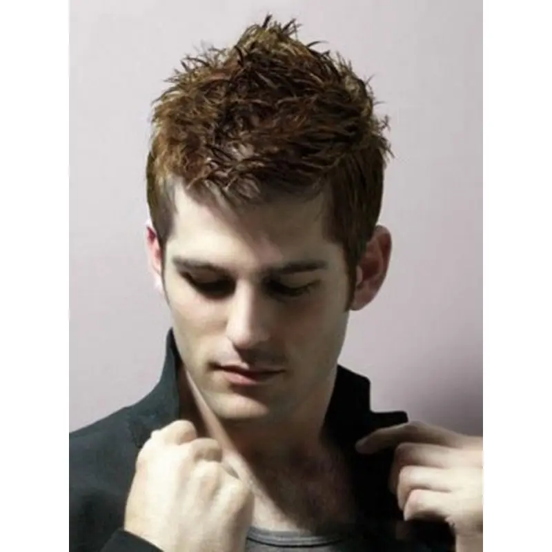 Suitable Brown Straight Short Men Wigs