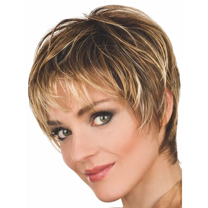 Brown Comfortable Boycuts Wavy Short Wigs