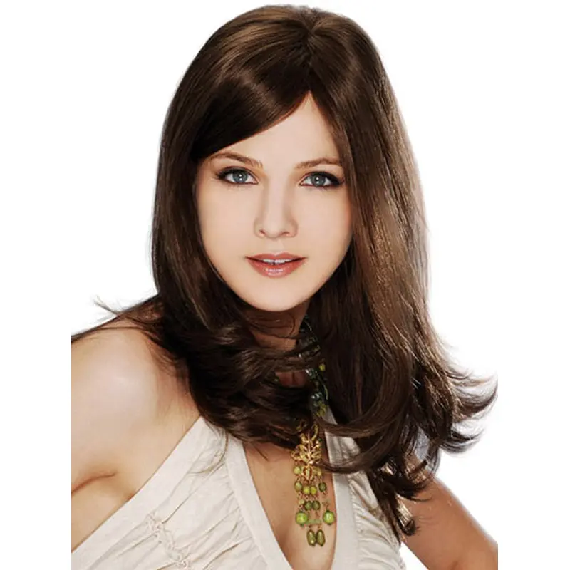 Brown Straight Remy Human Hair Tempting Long Wigs