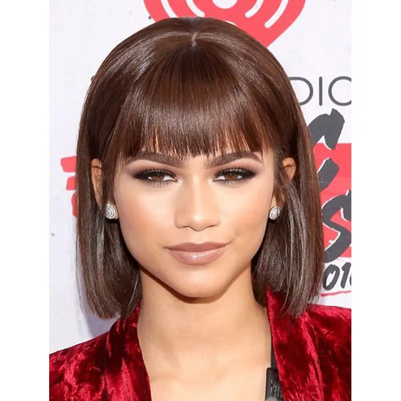 Capless 12" Straight Chin Length Bobs Zendaya Wigs