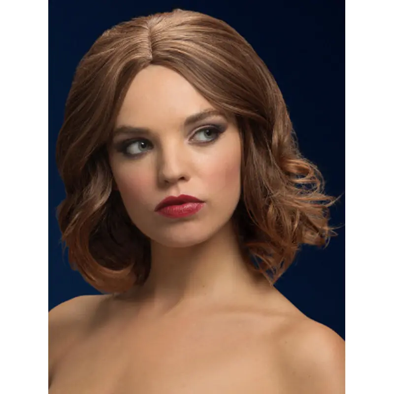 Wavy Brown Bobs Chin Length 12" All Synthetic Wigs