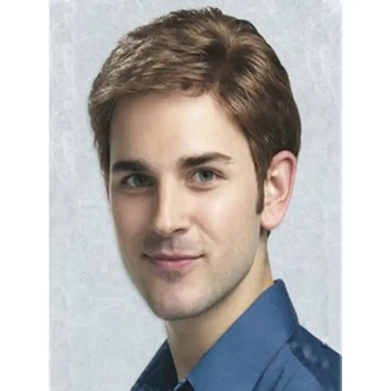 Brown Straight Synthetic Soft Men Wigs