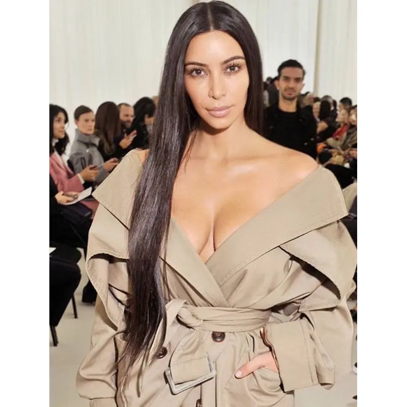 Stylish Yaki Long Brown Kim Kardashian Wigs