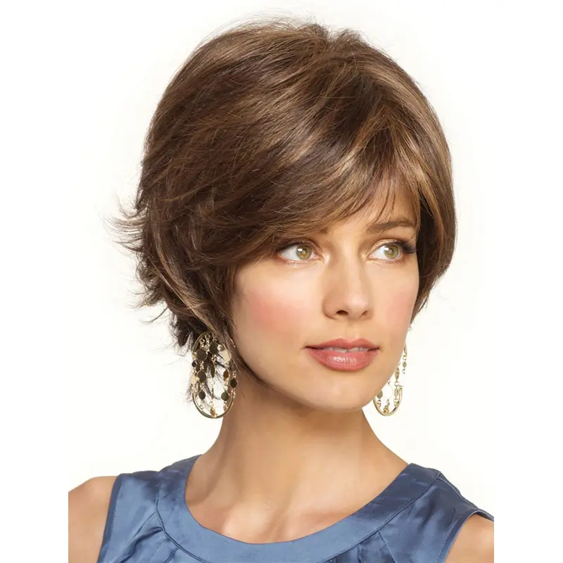Blonde Wavy Synthetic Mature Short Wigs