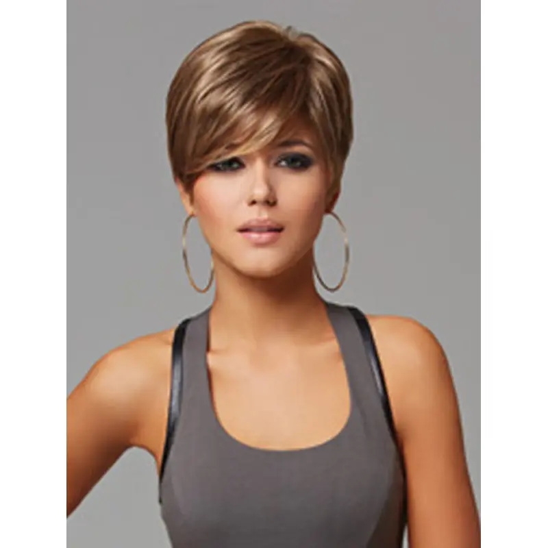 Brown Comfortable Layered Straight Short Wigs