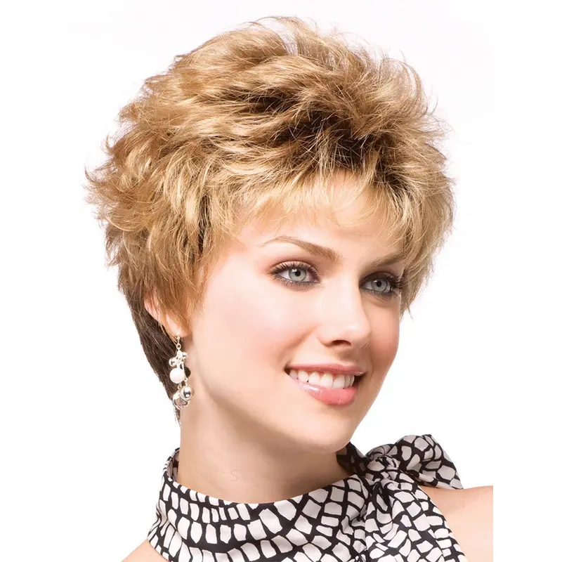 Refined Blonde Wavy Cropped Petite Wigs