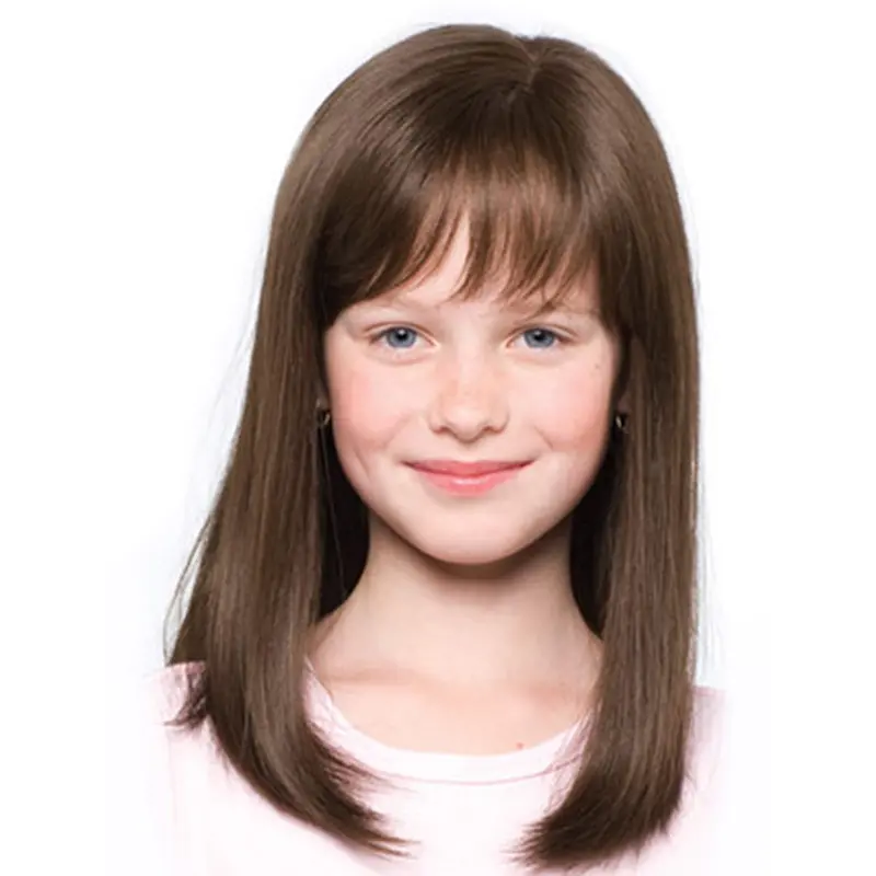 Refined Brown Straight Shoulder Length Kids Wigs
