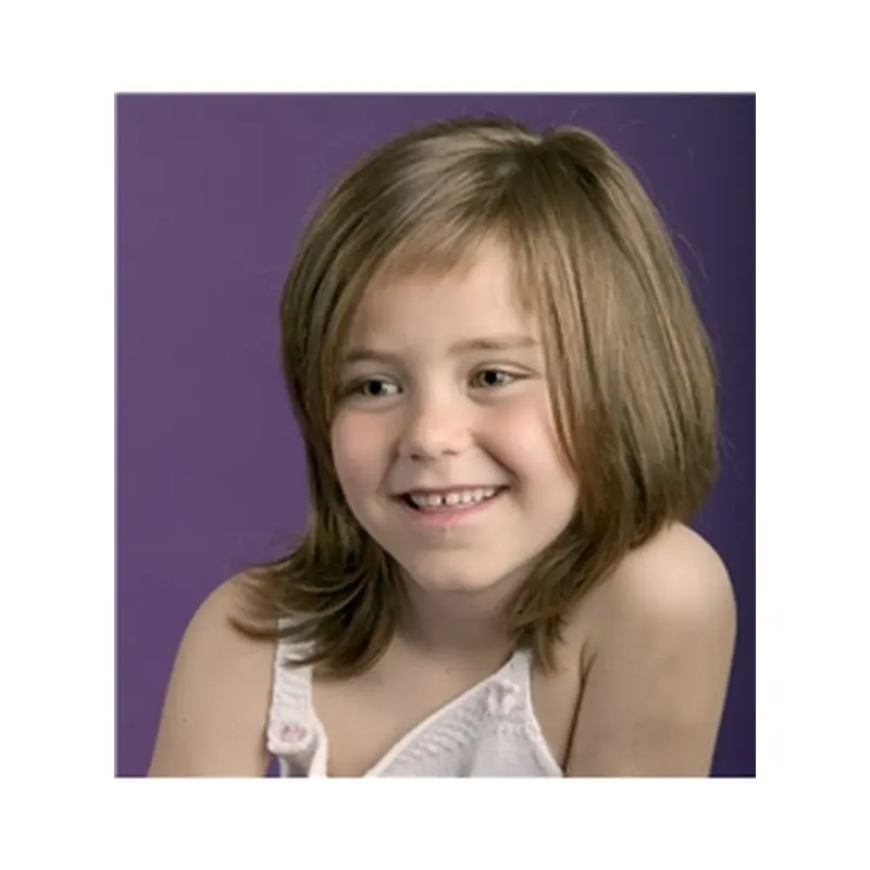 Graceful Brown Straight Shoulder Length Kids Wigs