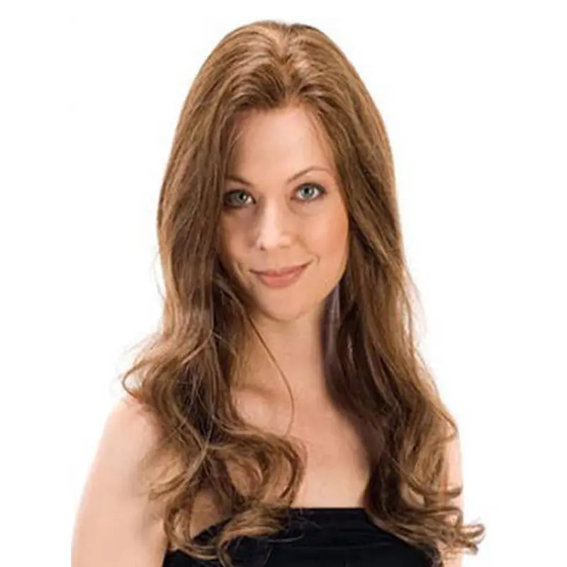 Sleek Remy Human Hair Brown Wavy Long Wigs