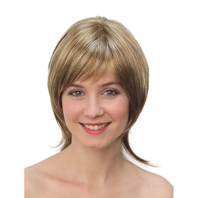 10" Straight Monofilament Blonde Synthetic Chin Length Bob Wigs