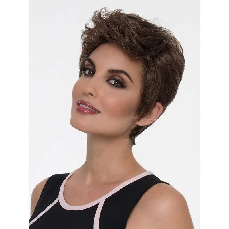 Brown Straight Cropped Boycuts Lace Front Wigs