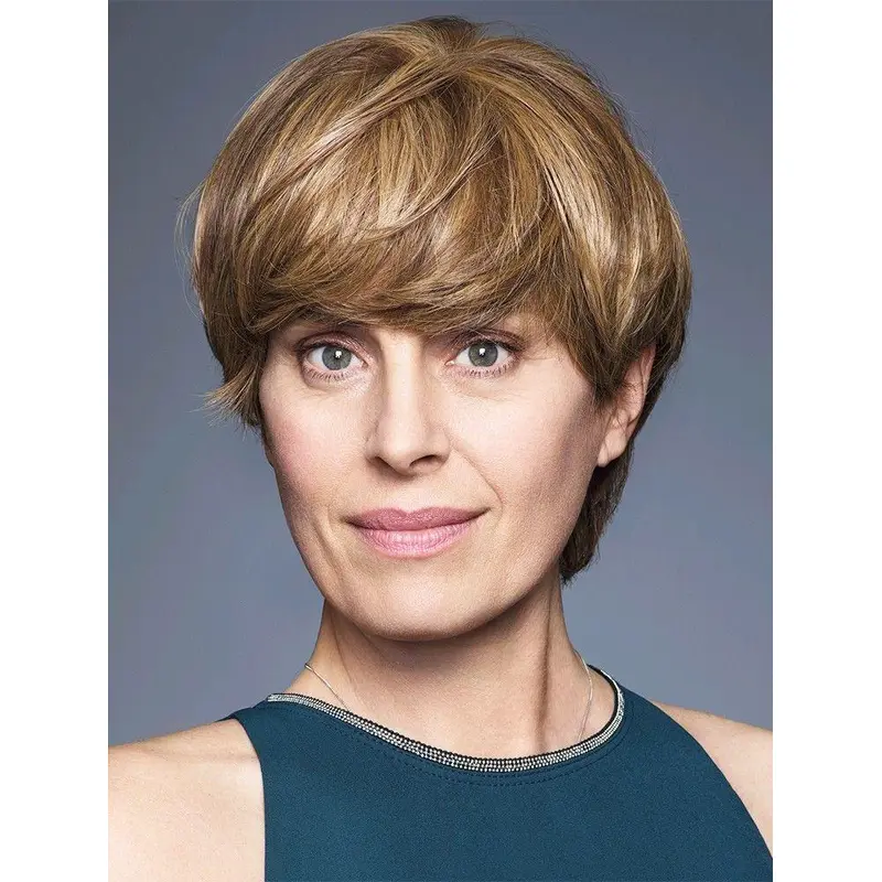 Straight Short 8" Brown 100% Hand-tied Wigs