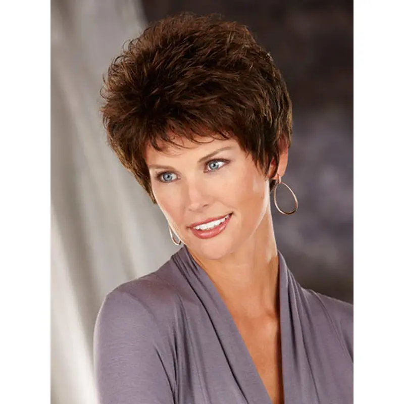 Graceful Brown Wavy Short Classic Wigs